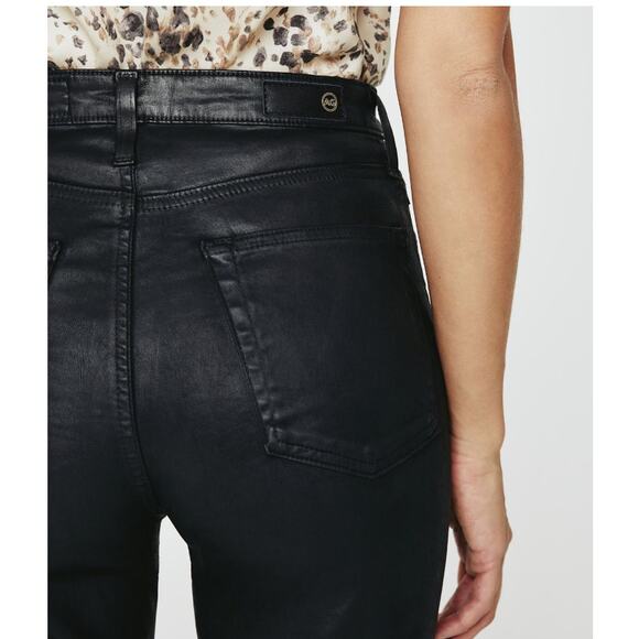 AG Adriano Goldschmied Alexxis Vintage Straight Black Leatherette Sateen Jean - Picture 6 of 10